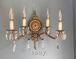 Brass Wall Sconce-SPANISH REVIVAL Wall Sconce-2 Arm Wall Sconce-Electric