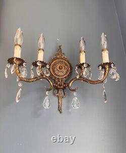 Brass Wall Sconce-SPANISH REVIVAL Wall Sconce-2 Arm Wall Sconce-Electric