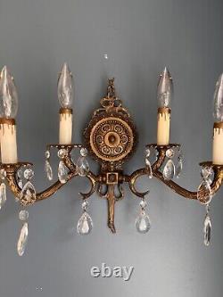 Brass Wall Sconce-SPANISH REVIVAL Wall Sconce-2 Arm Wall Sconce-Electric