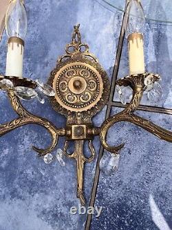 Brass Wall Sconce-SPANISH REVIVAL Wall Sconce-2 Arm Wall Sconce-Electric