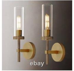 Brass knurled Wall Sconces Set of Two, 14 Sconces Wall Lighting Indoors, Gol