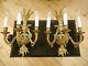 Brass shiny spanish wall lamps pair sconces old appliques 3 lights home decor