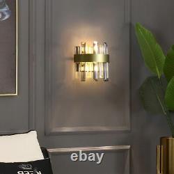 Brushed Gold Wall Sconce Lamp Modern Creative Design Bedroom LED Crystal Fixture