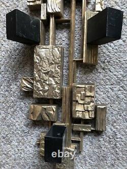 Brutalist Abstract MCM Syroco Wall Sconces Candle Holders Art Rare USA 4073 Vtg