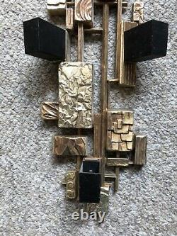 Brutalist Abstract MCM Syroco Wall Sconces Candle Holders Art Rare USA 4073 Vtg