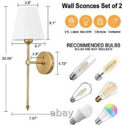 Bsmathom Wall Sconces Sets of 2, Classic Brushed Brass Sconces Wall Lighting