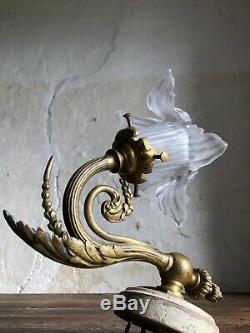 C1900 Antique French Gilt Bronze Wall Light. Napoleon iii. Original Glass Shade