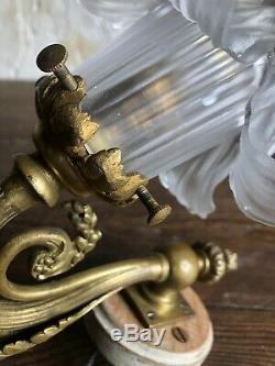 C1900 Antique French Gilt Bronze Wall Light. Napoleon iii. Original Glass Shade