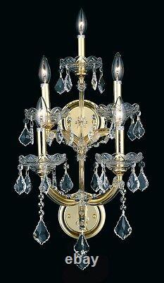 CRYSTAL AND GOLD FOYER DINING LIVING ROOM BEDROOM WALL SCONCE 5 LIGHT 29 inch