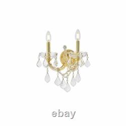 CRYSTAL WALL SCONCE GOLD MARIA THERESA DINING LIVING ROOM BEDROOM 2 LIGHT 16 in