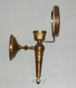 Candle Reflector Magnifying Glass Federal Torch Wall Sconce Art Deco Brass