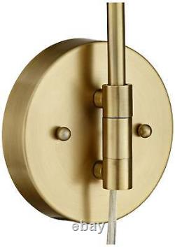 Carla Brushed Brass Down-Light Swing Arm Plug-In Wall Lamps Set of 2