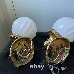Cast Metal Gold Wall Sconce Lamp Fixture Light Craft Of California Art Deco Pair