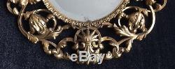 Cherub Wall Mirror / Candle Wall Sconce Antique Gold Gilt Metal