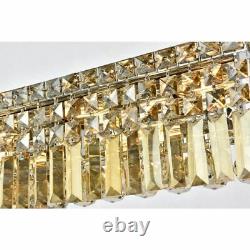 Chrome Bathroom Vanity Lighting Golden Teak Crystal Wall Sconce 6 Light 30