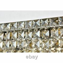 Chrome Bathroom Vanity Lighting Golden Teak Crystal Wall Sconce 6 Light 30