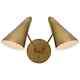 Clemente Double Wall Sconce in Brass Antique Finish Modern Light Fixture lamp