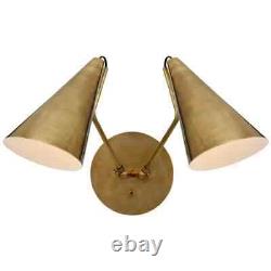 Clemente Double Wall Sconce in Brass Antique Finish Modern Light Fixture lamp