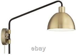 Colwood Antique Brass and Bronze Plug-In Swing Arm Wall Lamps Set of 2