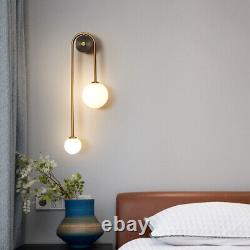 Contemporary 2 Head Glass Globe Wall Sconce Light Bedroom Wall Lamp Fixture Gold