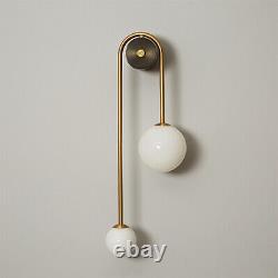 Contemporary 2 Head Glass Globe Wall Sconce Light Bedroom Wall Lamp Fixture Gold