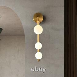 Contemporary 3 Heads Wall Sconce Globe Glass Shade Wall Light Fixture Indoor