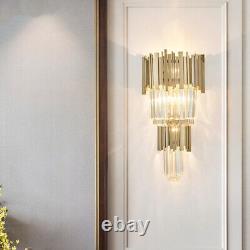 Contemporary Crystal Wall Lamp Bedroom Hallway Wall Sconce Gold Metal Wall Light