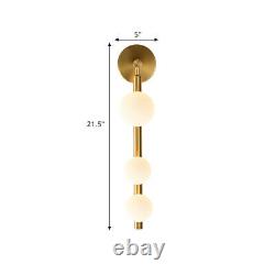 Contemporary Gold Vertical Design Wall Lamp White Glass Shade Wall Sconce Light