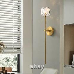 Crystal Gold Wall Sconce Modern Brass Bedside Wall Lighting With Global Lampshad