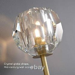 Crystal Gold Wall Sconce Modern Brass Bedside Wall Lighting With Global Lampshad