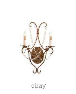 Crystal Lights 2 Light Wall Sconce Rhine Gold Silver Leaf Finish Currey and