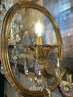 Crystal Wall Lamp Sconces Handmade Gold Arm Smoky Color 1 light Lamp Fixture