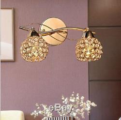 Crystal Wall Sconce 2 Lights Fixture Electric Gold Lamp Bathroom Hallway Bedroom