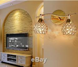 Crystal Wall Sconce 2 Lights Fixture Electric Gold Lamp Bathroom Hallway Bedroom