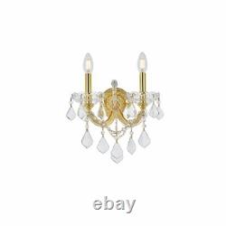 Crystal Wall Sconce Gold Maria Theresa Dining Living Room Bedroom 2 Light 16