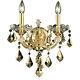 Crystal Wall Sconce Gold and Golden Teak Bedroom Dining Room 2 Light Fixture 16