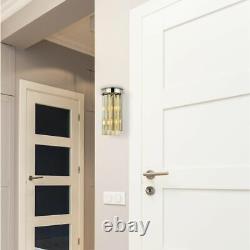 Crystal Wall Sconce Polished Nickel Golden Teak Bathroom Dining Room 2 Light