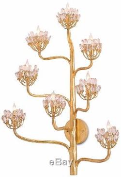 Currey and Company Agave Americana Contemporary Dark Gold Leaf Wall Sconce