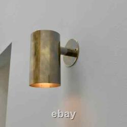 Cylinder Light Wall Sconce in Raw Brass Italian Mid Century Lamp