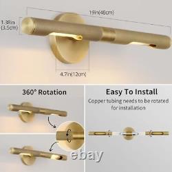 Dimmable Picture Light 19, Knurled Gold Bathroom Wall Sconces, 19 inches Brass