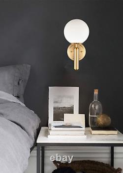 EUL Mid-Century Modern Wall Sconce Golden Globe Glass Wall Light for Bedroom Bat