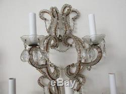 EXQUISITE Large Old Macaroni BEADED on the Arms SCONCE WALL LIGHT Beaded Strands