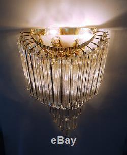EXTRA LARGE Gold Plated MURANO Crystal Prism WALL SCONCE Venini Camer