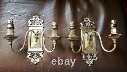 Early 1900's English Wall Lights Sconce Solid Brass Heavy with Beautiful Patina