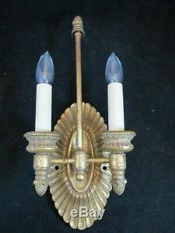 Electric Sconces Wall Pair Metal -Victorian Style-Cloth Shades-UNIQUE-NEW