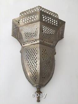 Elegant Handmade Moroccan Cylinder Brass Engraved Wall Fixture Sconce
