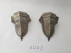 Elegant Handmade Moroccan Cylinder Brass Engraved Wall Fixture Sconce