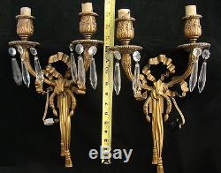 Elegant Pair of Antique 19th Century Gilded Gold Bronze Wall Sconces Top Quality