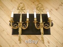 Empire french 2 lights pair brass fine wall lamps sconces