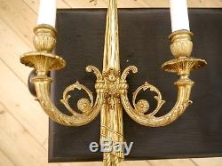 Empire french 2 lights pair brass fine wall lamps sconces